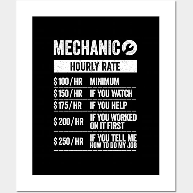 Auto Mechanic Work Hourly Rate Wall Art by Weirdcore